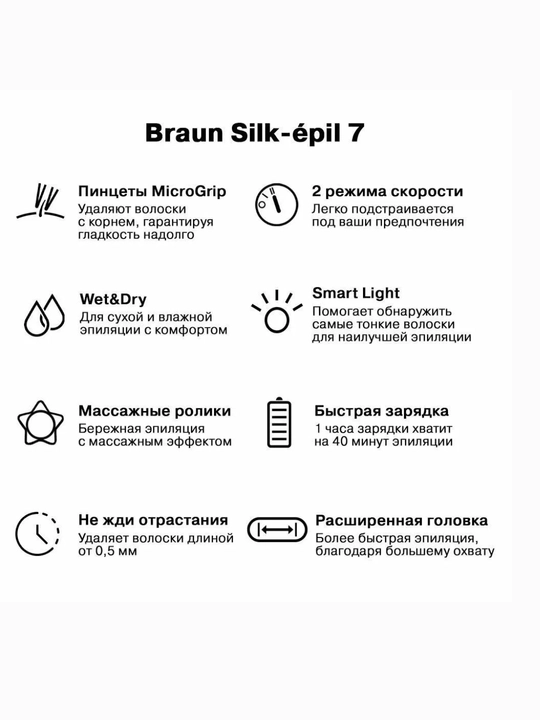 Braun Эпилятор Silk-epil SE7 7060 Senso smart 2-в-1, беспроводной, влажный и сухой SE7060