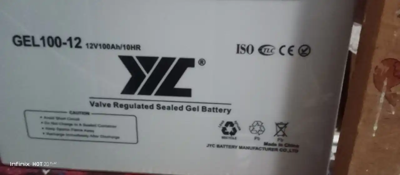 Gel elektrolitli qo'rg'oshin kislotali akkumulyator GEL 100-12, 12V100Ah, JYC