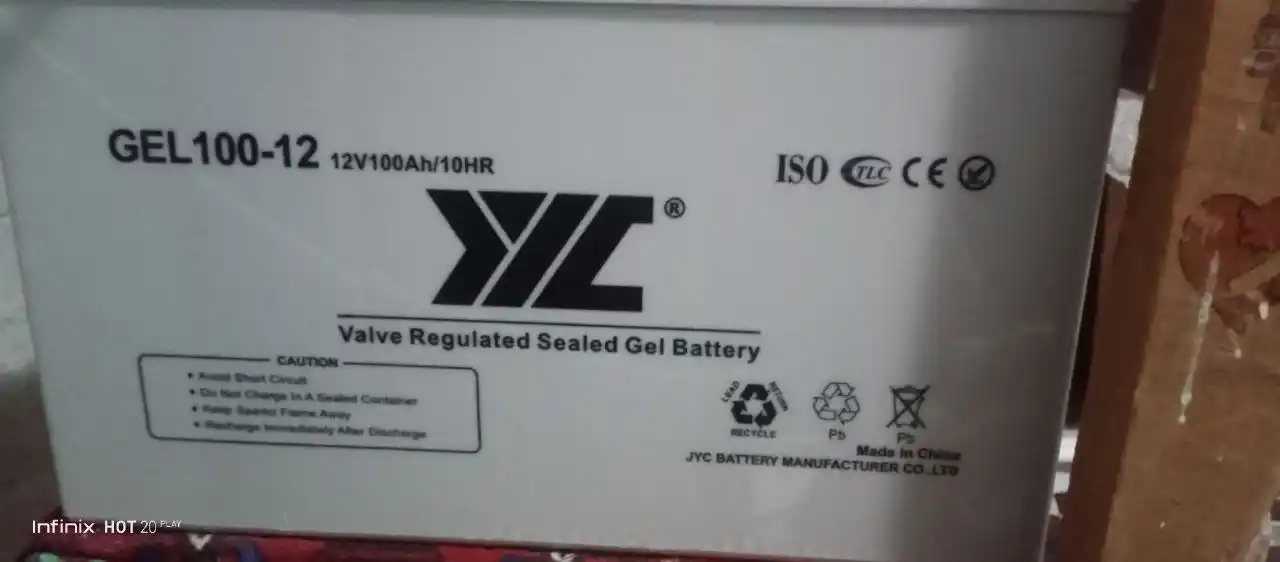 Gel elektrolitli qo'rg'oshin kislotali akkumulyator GEL 100-12, 12V100Ah, JYC