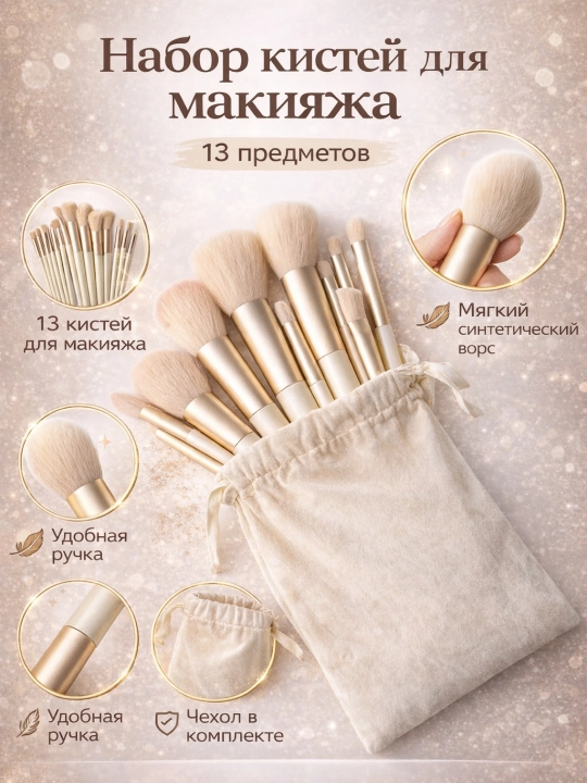 Makiyaj uchun toplam 13 dona, kistlar toplami, pardoz cho tkasi turli - 