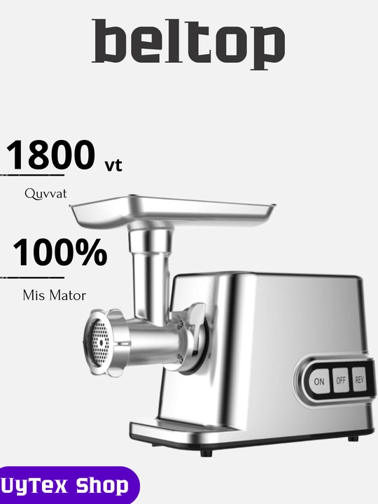 Beltop Elektr go‘sht maydalagich — kuchli 1800 W, tez 2,4 kg/min, bardoshli - 