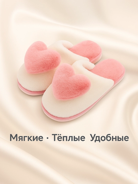 Домашние тапочки с милым сердечком - 