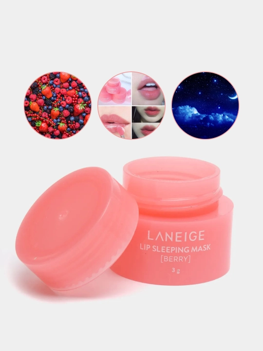 Бальзам и маска для губ Laneige, увлажняющая, восстанавливающая гигиеническая бальзам, 3гр