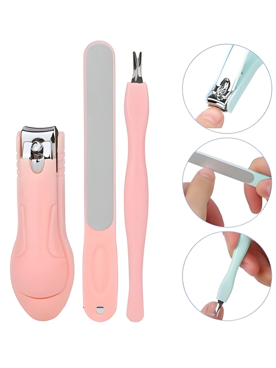 Zanglamaydigan po‘latdan manikyur to‘plami 3 dona – trimmer, manikyur, pedikyur - 