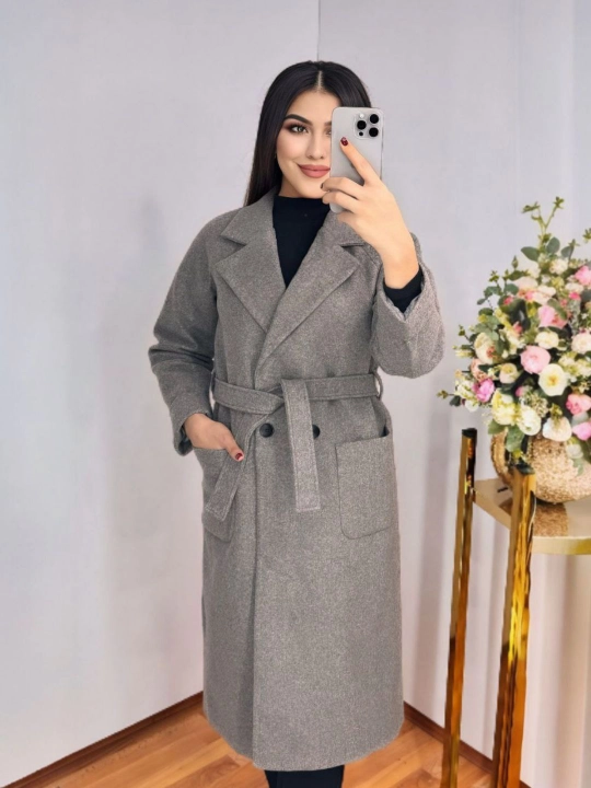 Zamonaviy elegant sayr ofis va kundalik uslub uchun issiq tutuvchi material ayollar paltosi - 