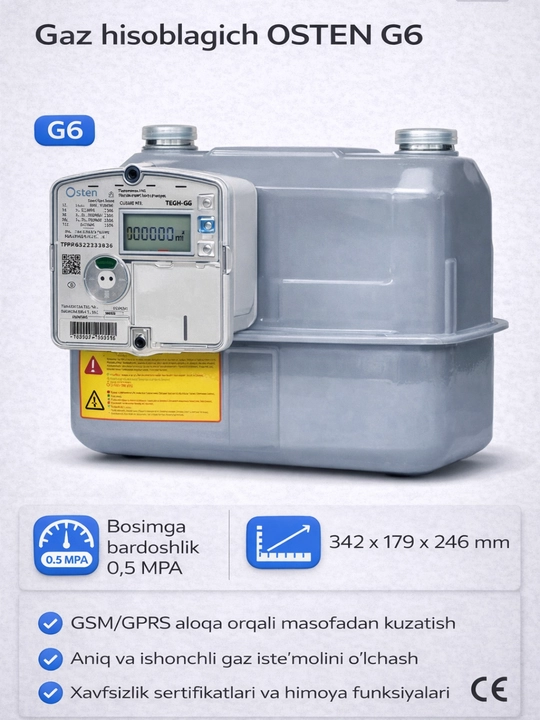 Osten gaz hisoblagich G4 — maishiy foydalanish uchun gaz hisoblagichi - 