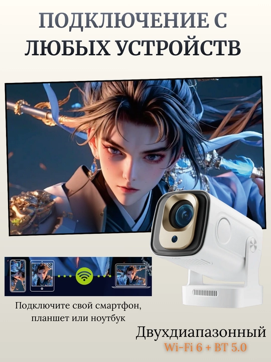 Смарт мини-проектор HY320, для домашнего кинотеатра, Android 11, 1920 * 1080 Full HD Wi-Fi