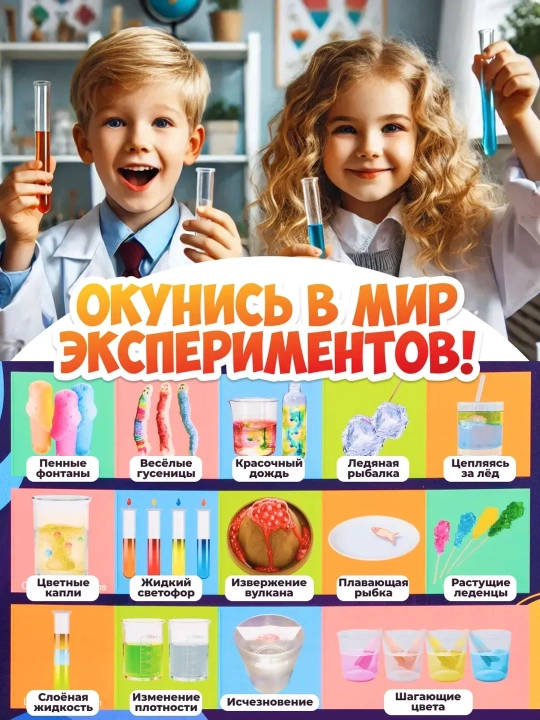 Набор химических опытов для детей Юный химик