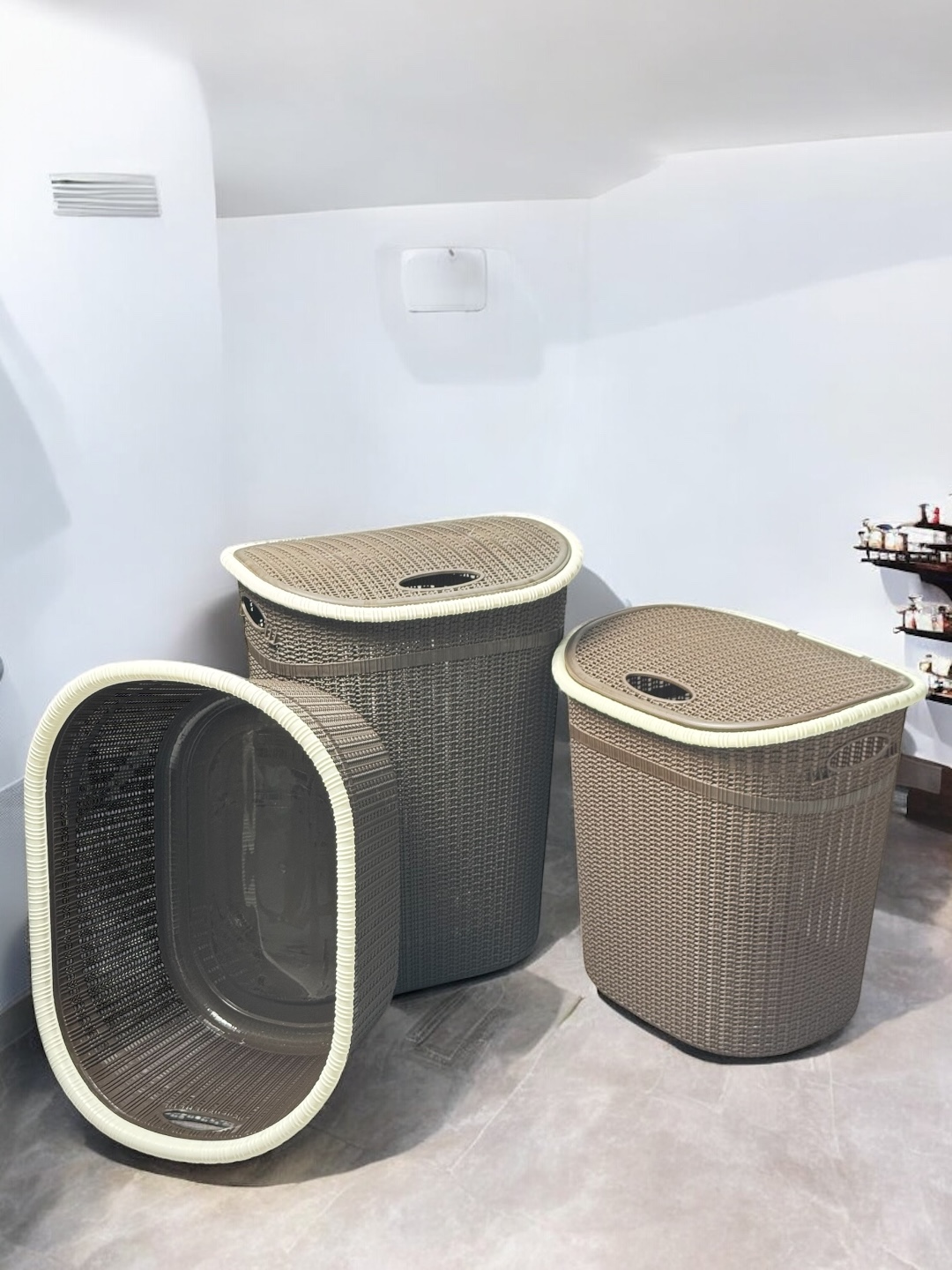 Kirlarni saqlash uchun korzinalar to'plami (komplekt 3 dona: 30l / 45l / 55l) - 