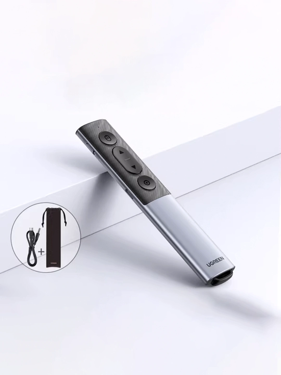 UGREEN lazerli ko'rsatkich aqlli sahifani burish ruchkasi, Bluetooth 2.4GHz, USB-A/USB-C 2