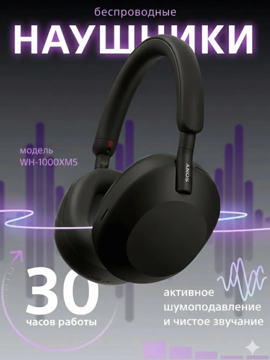 Беспроводные наушники WH-1000XM5, складные, голосовое управление - 