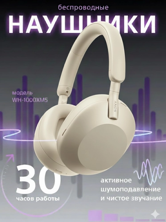 Беспроводные наушники WH-1000XM5, складные, голосовое управление - 