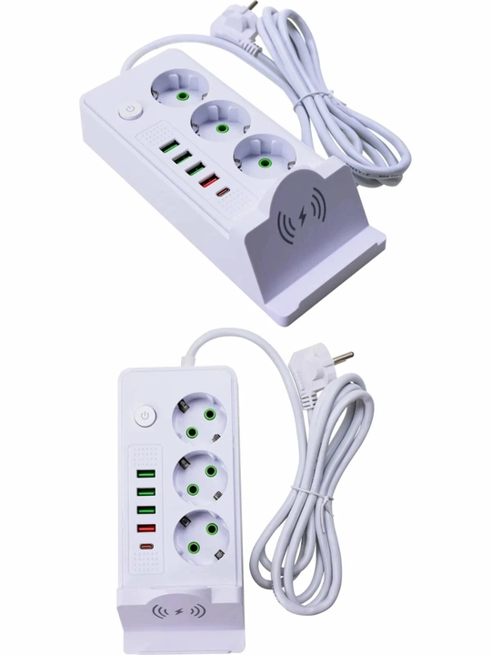 Удлинитель Сетевой фильтр 3 розетки, 3 USB + 1 USB быстрая заряд,1 Type-C, беспр. зар-й TZ - 