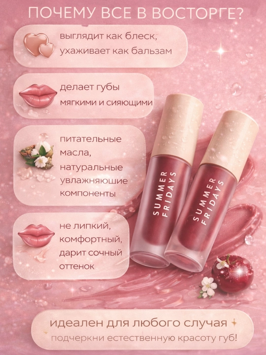 Увлажняющее масло для губ, уход за губами, натуральный блеск, Summer Fridays Lip Oil