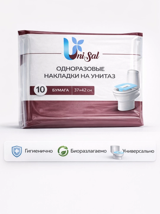 UniSal bir martalik qog‘oz unitaz qoplamalari, shaxsiy gigiyena uchun, 10 dona