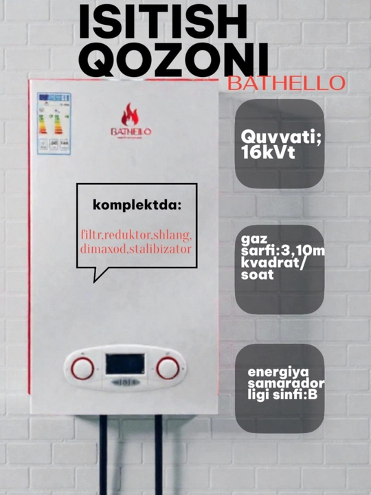 Gazli suv isitgich BATHELO 16 kVt - 