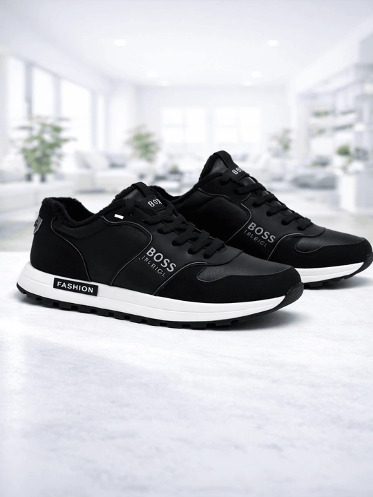 Зимние и осенние мужские тёплые кожаные кроссовки BOSS Fashion 41–44 - 