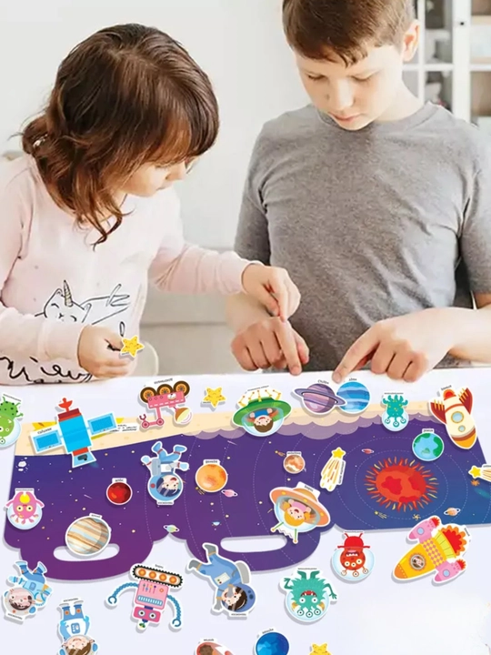 Bolalar uchun Montessori usulidagi magnitli rivojlantiruvchi kitob-boshqotirma