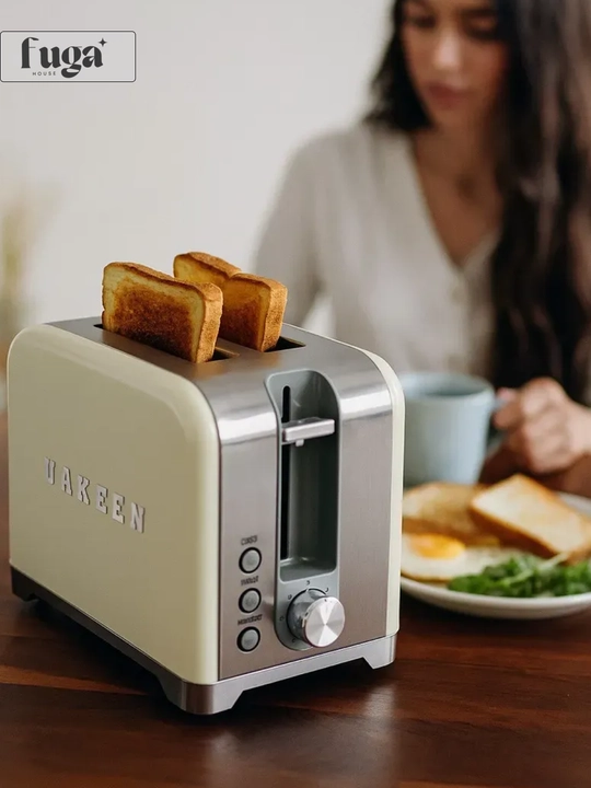 Uakeen 1000 Vt elektr tosteri 2 ta tost uchun, muzdan tushirish va 7 ta qovurish darajasi bilan