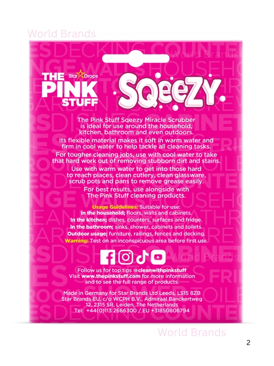 The Pink Stuff Sqeezy— ikki tomonlama tozalash gubkasi va skrabber, dog‘larga qarshi