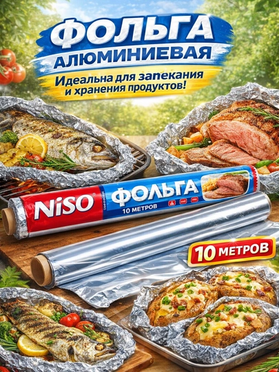 Фольга алюминиевая NISO, 10 м - 