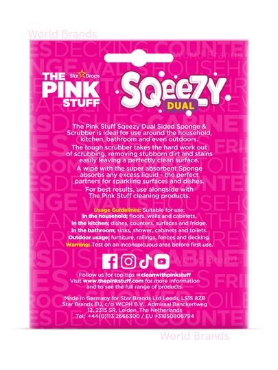 The Pink Stuff Sqeezy— ikki tomonlama tozalash gubkasi va skrabber, dog‘larga qarshi