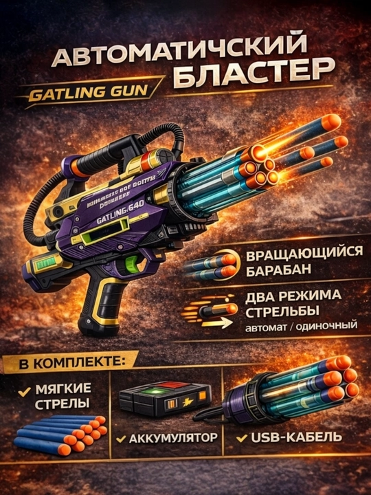 O'yinchoq qurol Blaster avtomat nerf elektr - 