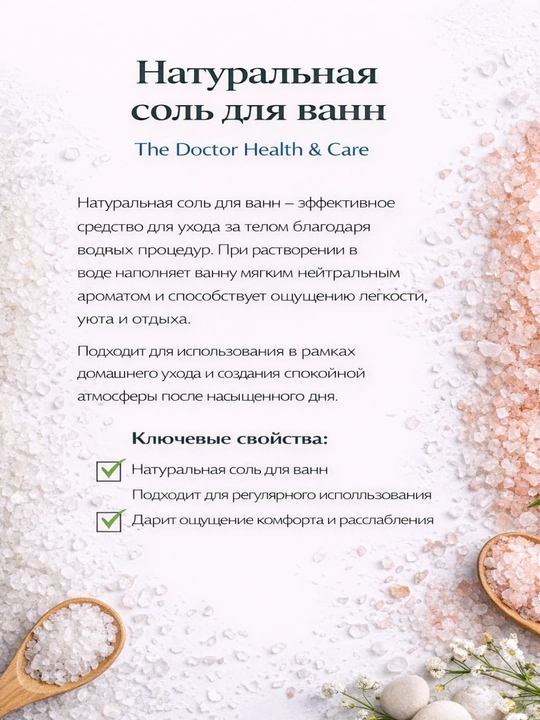 Соль для ванн Домашний Доктор, расслабление и увлажнение с морской солью, 500 мл