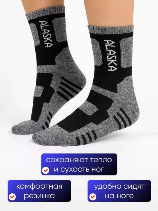 Носки "Alaska", мужские, утепленные,41-45 размер,2 пары