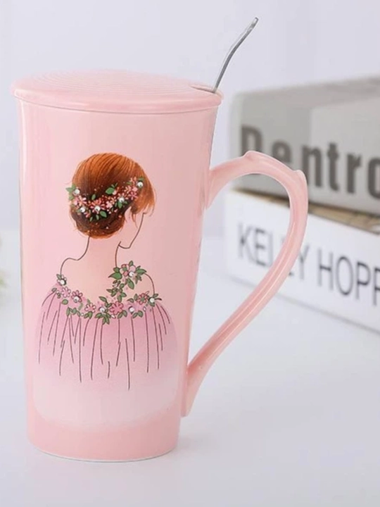 Керамическая кружка с крышкой для чая и кофе, мультяшный дизайн, для детей и взрослых