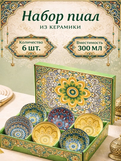 Sharqona piyolalar, 6 dona, keramika - 