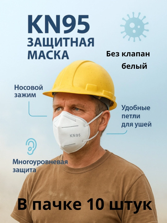 Маска KN95 с клапаном защитная — респиратор фильтрующий 95% от пыли и аллергенов