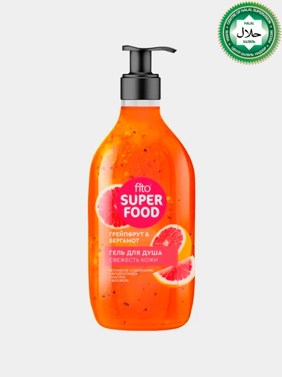 Dush uchun "Fito Superfood" geli terining yangiligi, greypfrut va bergamot 520 ml - 