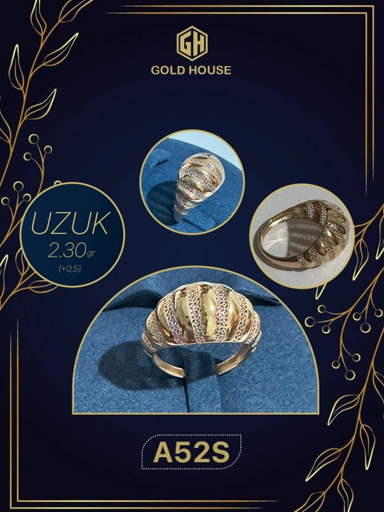 Tilla uzuk ayollar uchun — A52S modeli , 2.3 gr 585 probali - 