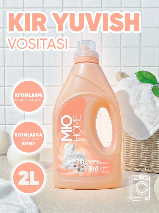 MIOHOME universal kir yuvish geli, avtomatik va qo‘lda yuvish uchun, 3 ta 1 da, 2 l