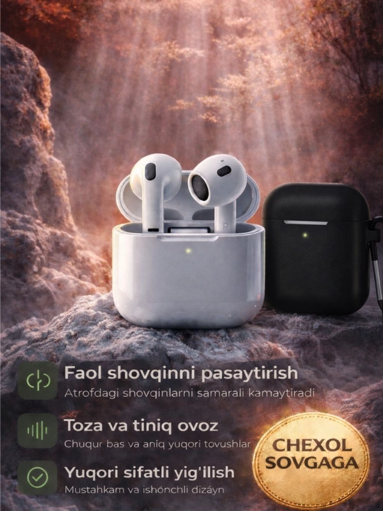 Simsiz quloqchinlar Pods 3, iPhone va Android uchun naushniklar