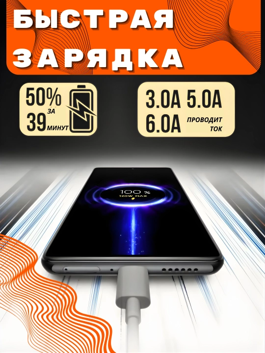 120W tez quvvatlash zaryadlovchi Type-C kabel, PD Fast Charge