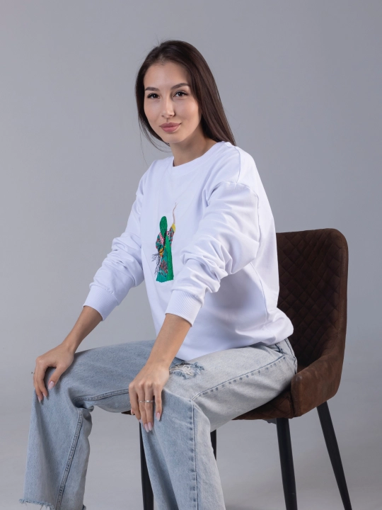 Erkaklar va ayollar uchun svitshot, bosma bilan, katta o‘lchamda