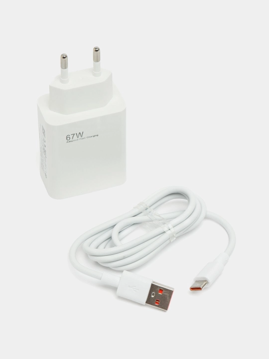 Зарядное устройство 67W, с USB-C кабелем — быстрая зарядка для Xiaomi и Android - 