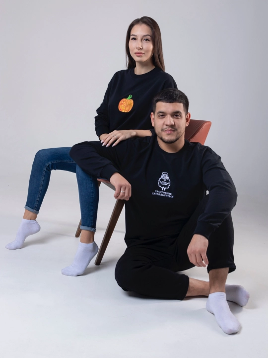Erkaklar va ayollar uchun svitshot, bosma bilan, katta o‘lchamda
