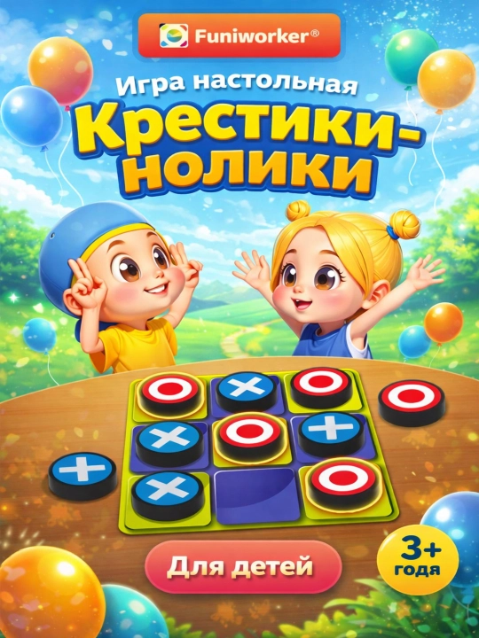 Bolalar uchun kulgili ishchi Tic-Tac-Toe stol o'yini - 