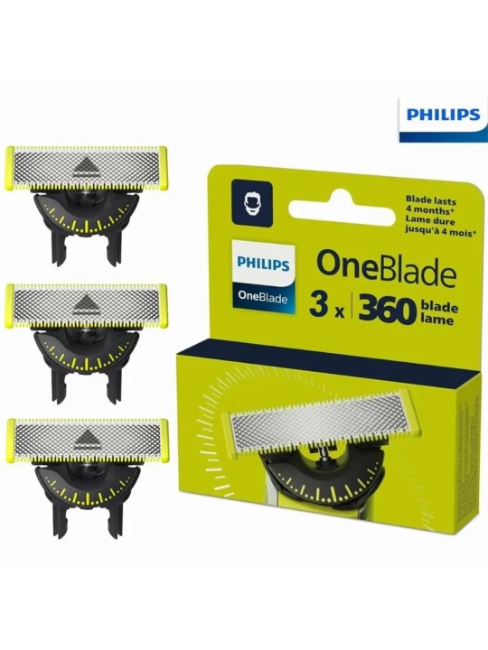 Сменные лезвия Philips, OneBlade 360° QP430/50, 3 шт
