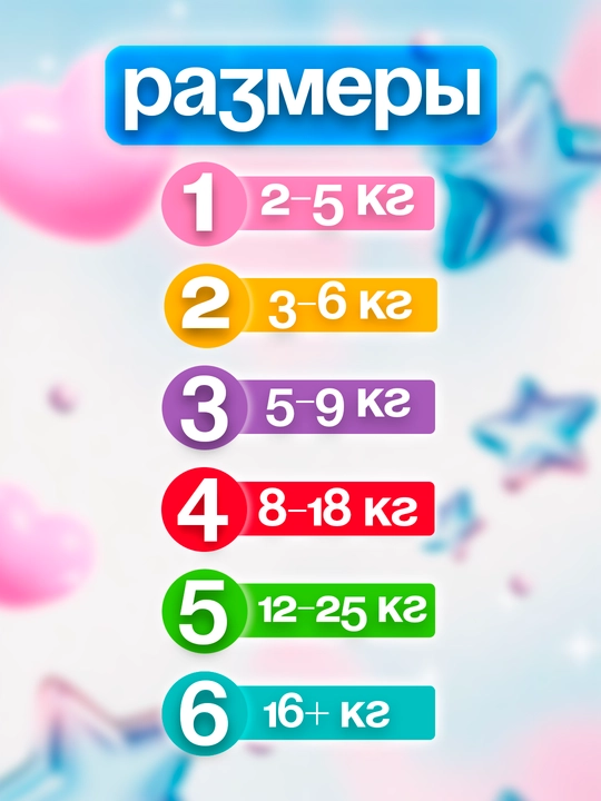 NEW SLEEPY STANDART – Детские подгузники с липучками №1–№6 (2–16+ кг)