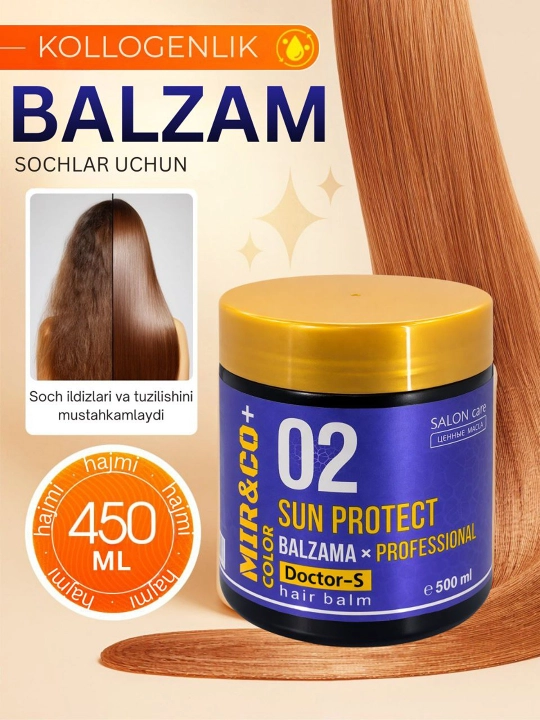 Бальзам для волос MIR&CO DOCTOR-S SUN PROTECT — восстанавливает и придаёт блеск волосам