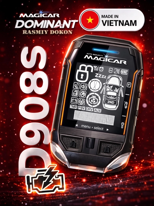 Avtomobil signalizatsiyasi Dominator Magicar, masofadan boshqarish pulti bilan, D908S - 
