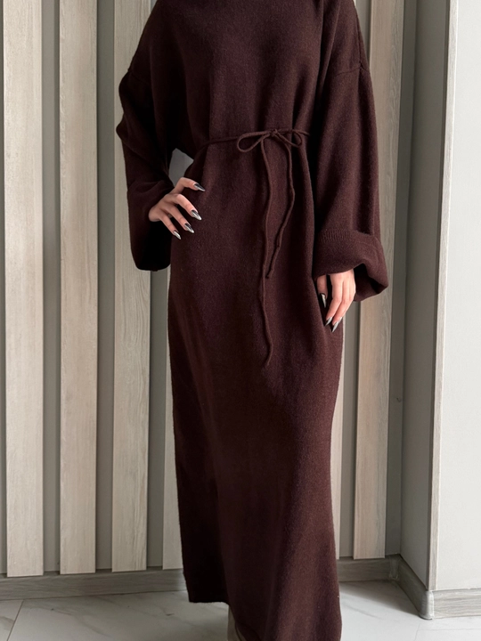 Ayollar uchun issiq oversize ko‘ylak (belbog‘ bilan) - 