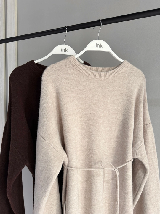 Ayollar uchun issiq oversize ko‘ylak (belbog‘ bilan)