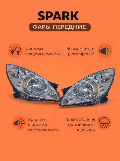 Фара пара Ravon R2 / Chevrolet Spark — AXABAS-FARSPARK