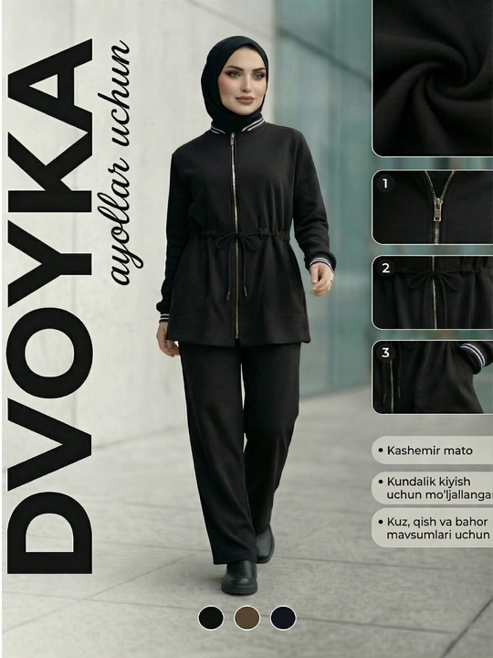 Женский комплект из шерсти кашемира FAYRUZ, брюки, костюм двойка на молнии в 3х расцветках