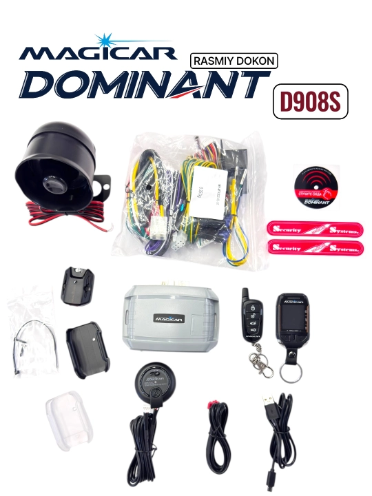 Avtomobil signalizatsiyasi Dominator Magicar, masofadan boshqarish pulti bilan, D908S